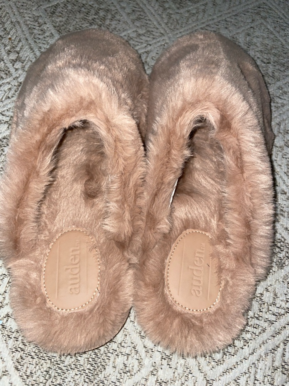 Auden Plush Faux-Fur Slip-Ons in Light Pink Taupe